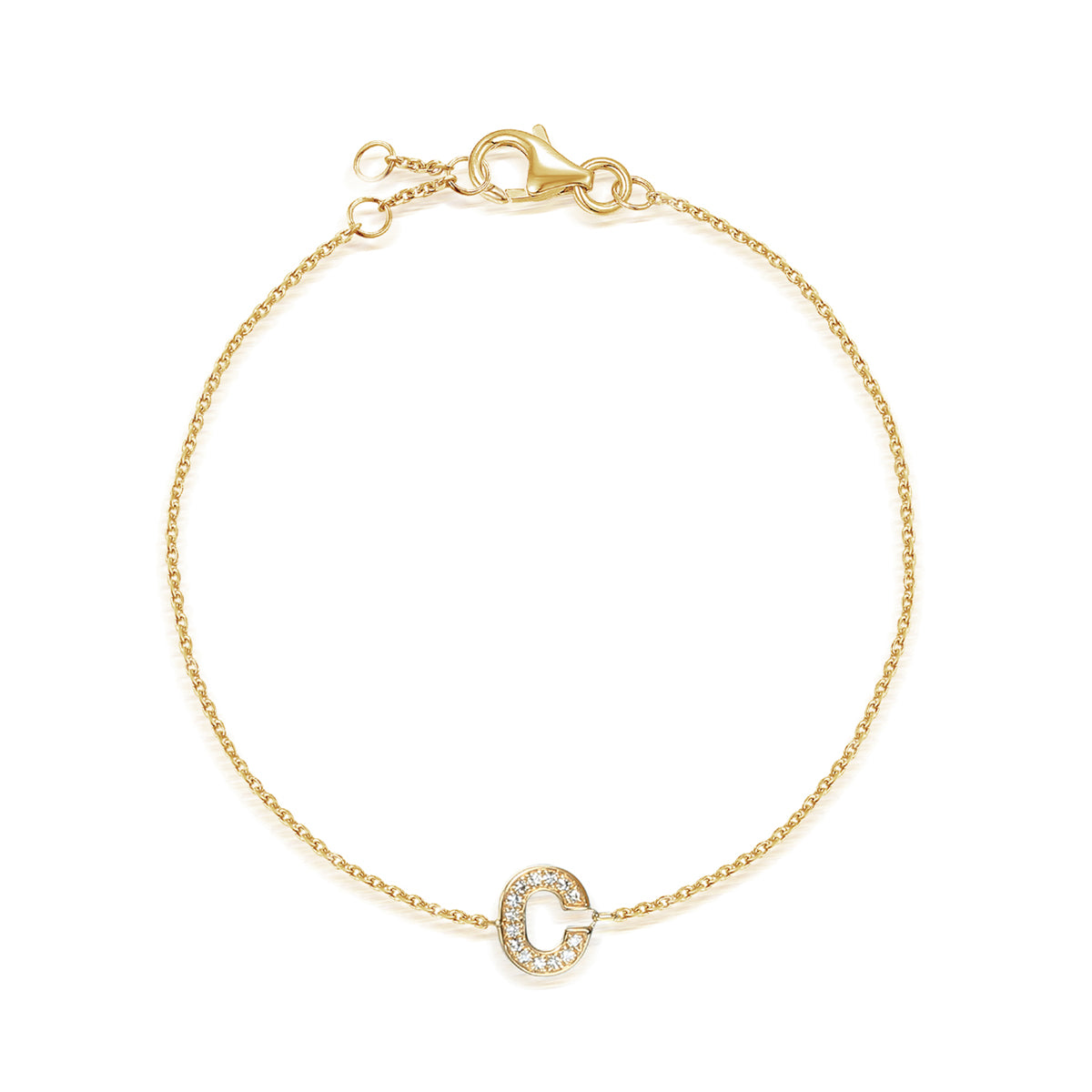 Diamond Vertical Initial Bracelet 9K Yellow Gold