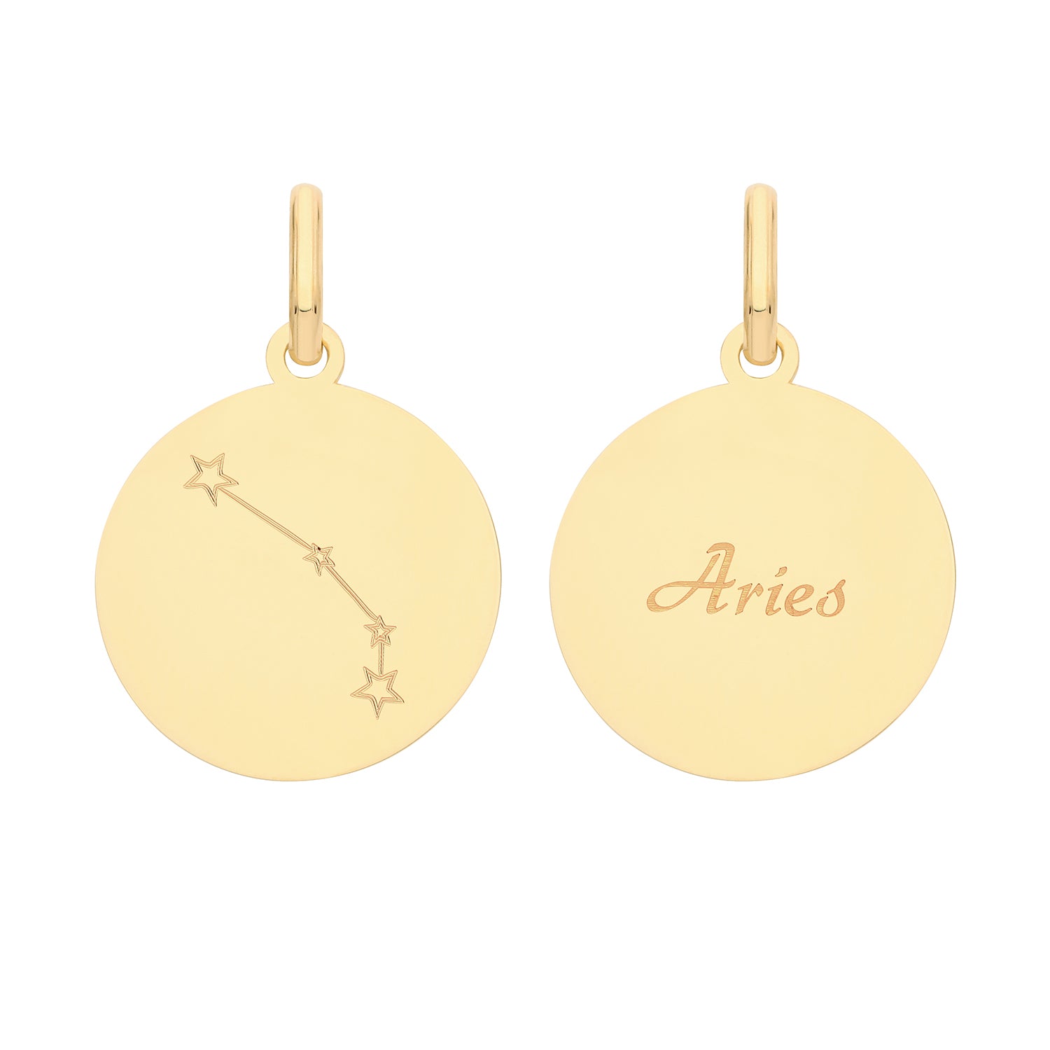 Soleil Collection Star Sign Disc Pendant | 9K Solid Yellow Gold