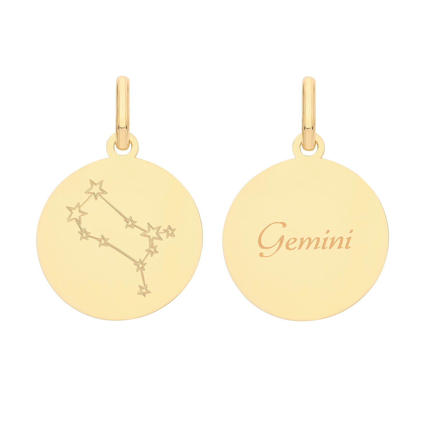 Soleil Collection Star Sign Disc Pendant | 9K Solid Yellow Gold
