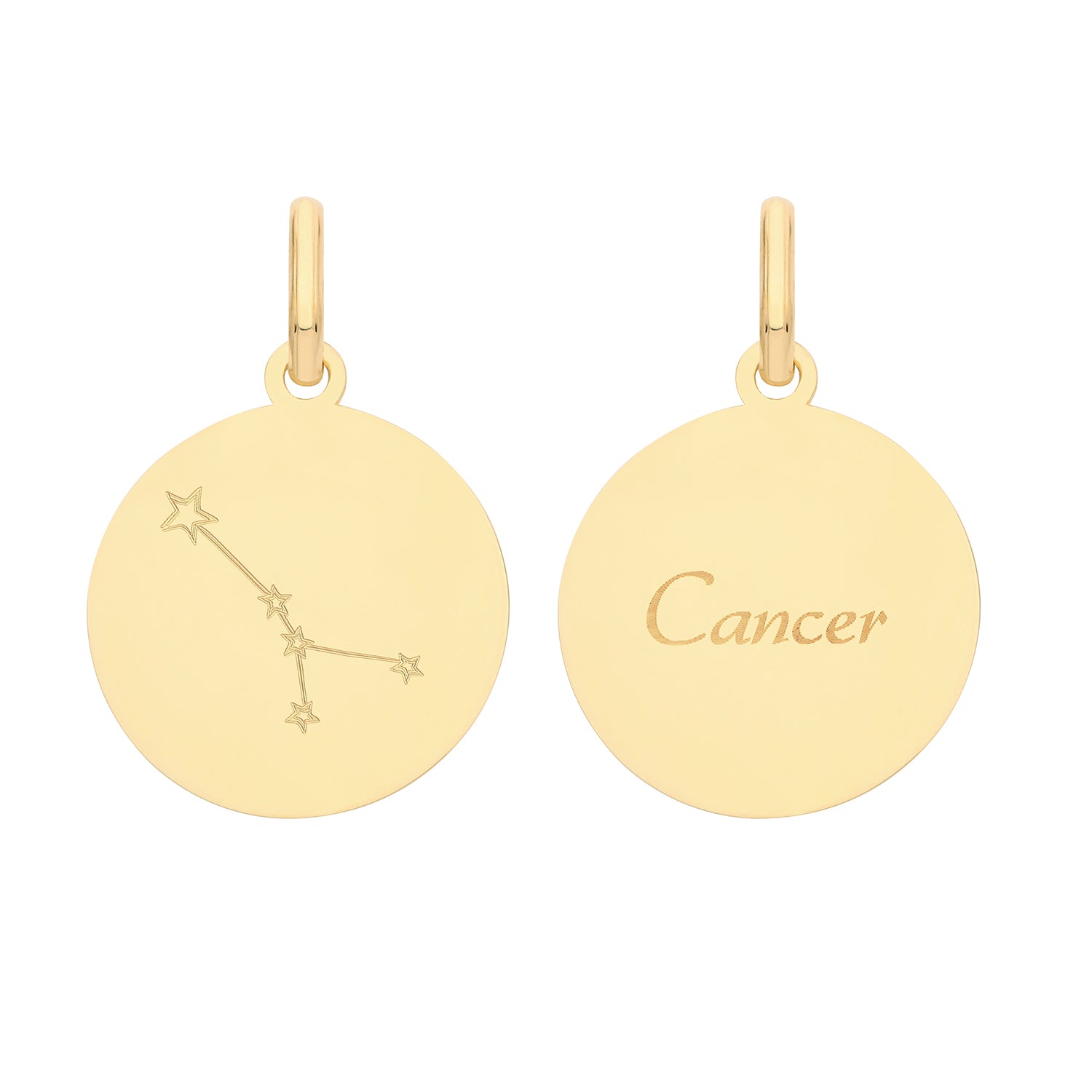 Soleil Collection Star Sign Disc Pendant | 9K Solid Yellow Gold