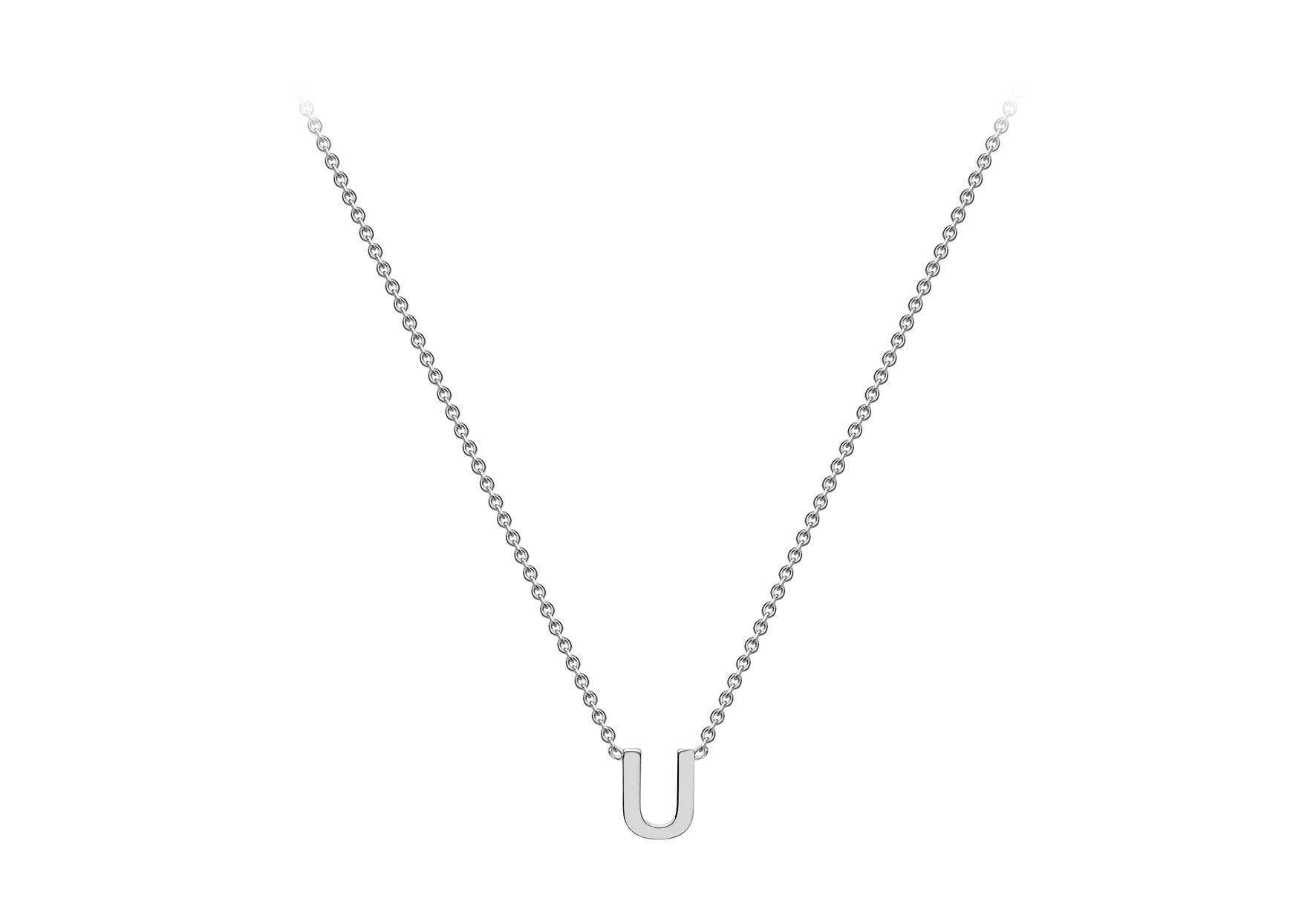 Soleil Collection 3.5mm x 5mm Initial Adjustable Necklace | 9K White Gold