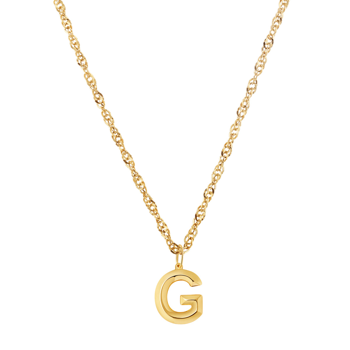 Soleil Collection 18" Large Letter Singapore Necklace | 9K Yellow Gold
