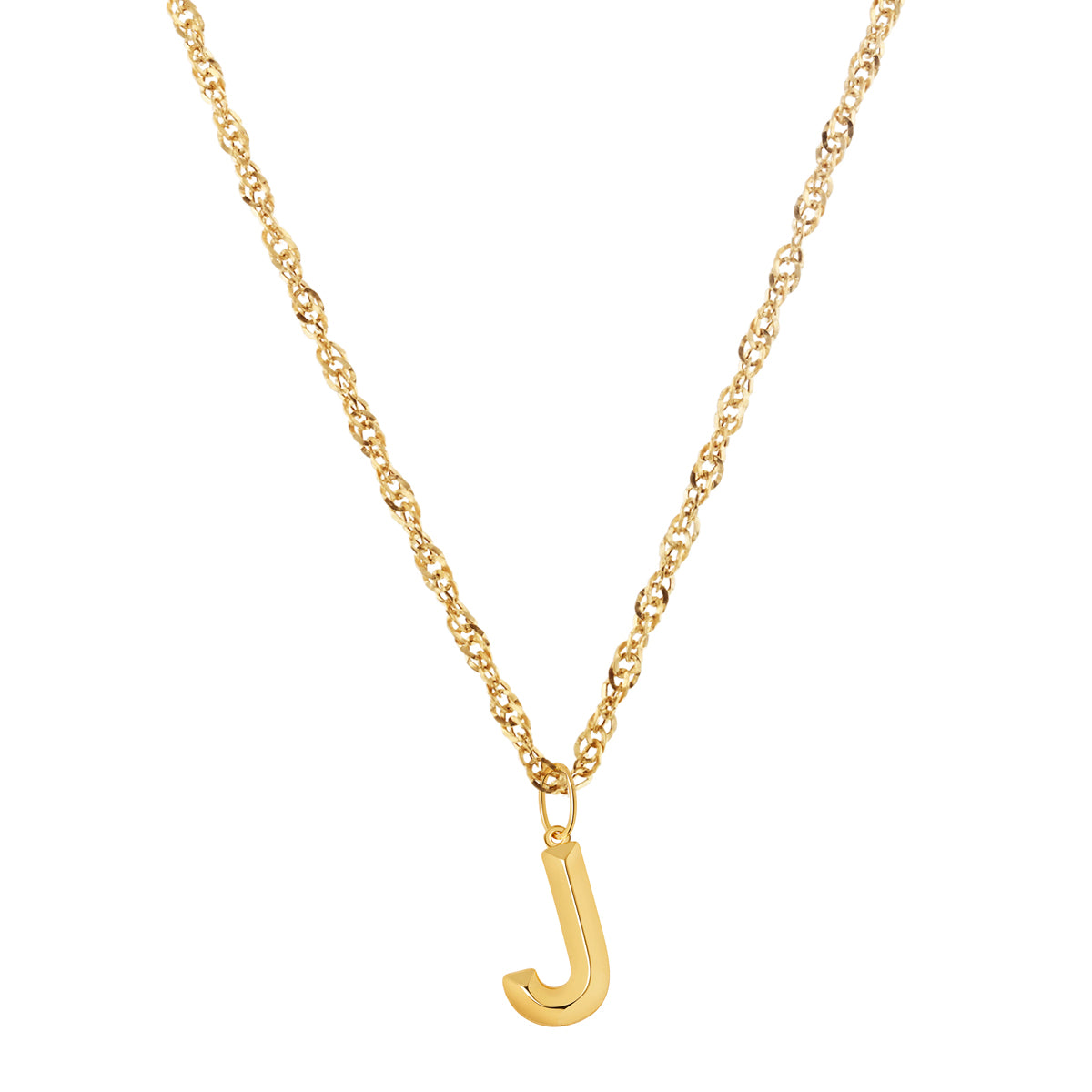 Soleil Collection 18" Large Letter Singapore Necklace | 9K Yellow Gold