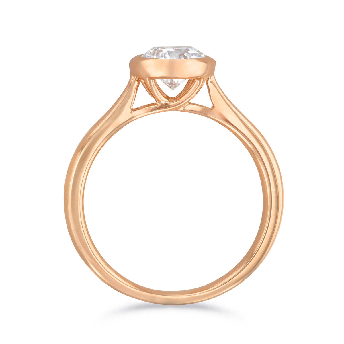 0.50ct Cleo Bezel Set Round Brilliant Cut Diamond Solitaire Engagement Ring | 18ct Rose Gold