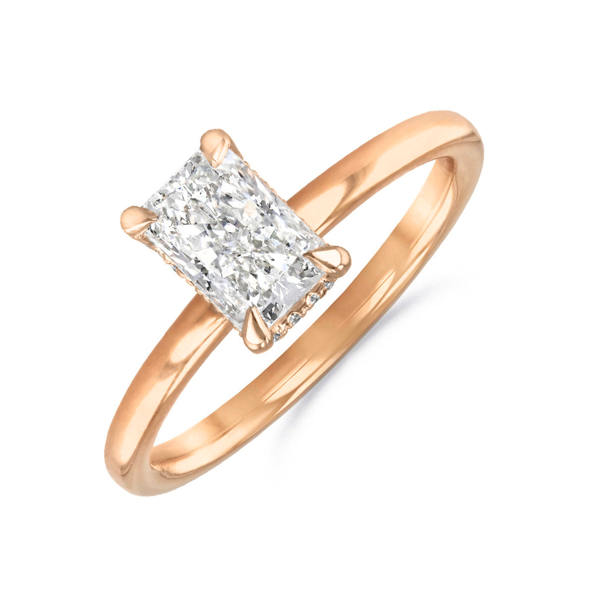 Fleur Radiant Cut Diamond Solitaire Engagement Ring 18ct Rose Gold