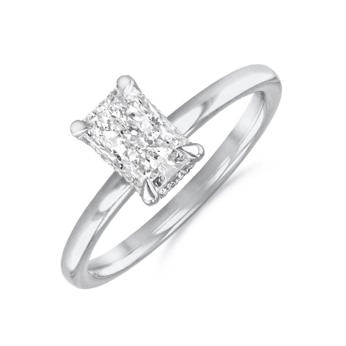 Fleur Radiant Cut Diamond Solitaire Engagement Ring 18ct White Gold