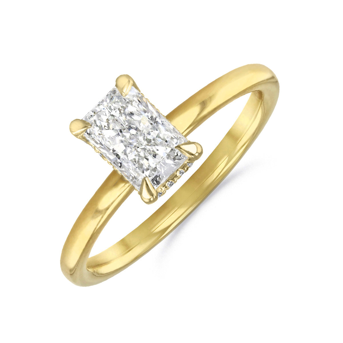 Fleur Radiant Cut Diamond Solitaire Engagement Ring 18ct Yellow  Gold
