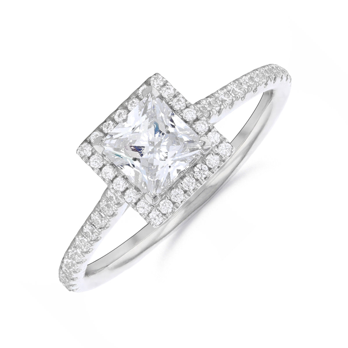 0.75ct Willow Princess Cut Diamond Solitaire Engagement Ring | 18ct White Gold