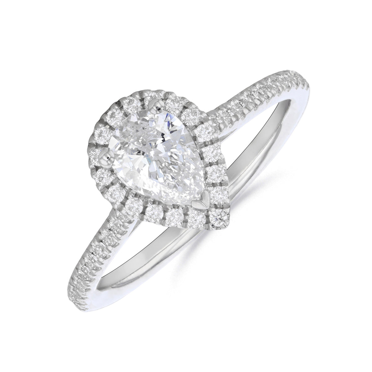 2.00ct Willow Pear Cut Diamond Solitaire Engagement Ring | 18ct White Gold