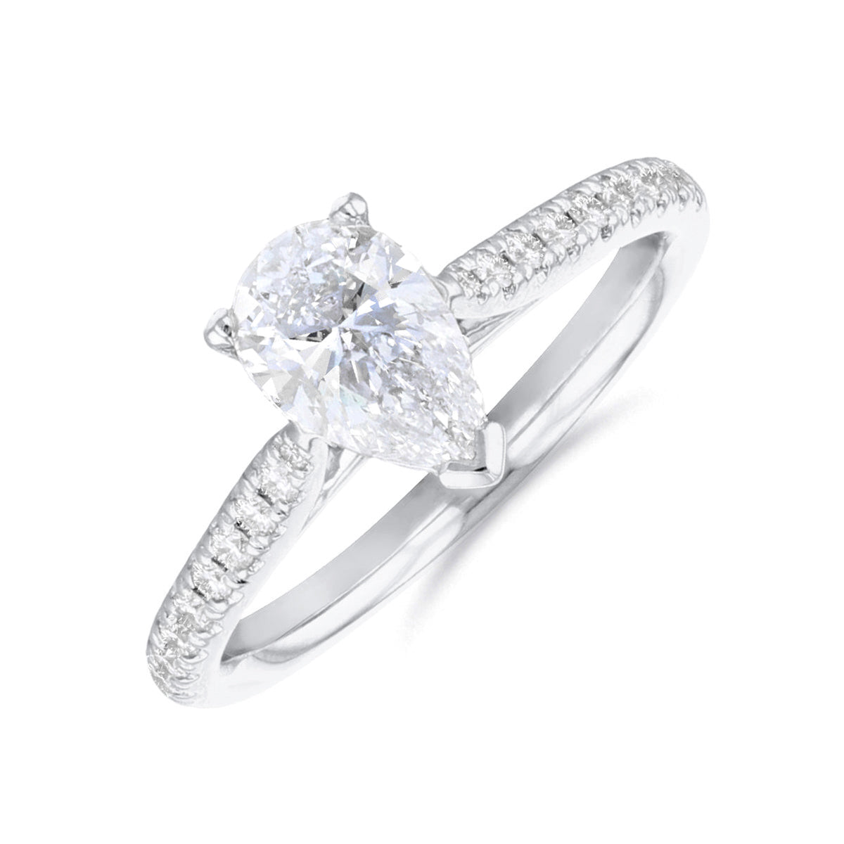 Ophelia Shoulder Set Pear Cut Diamond Solitaire Engagement