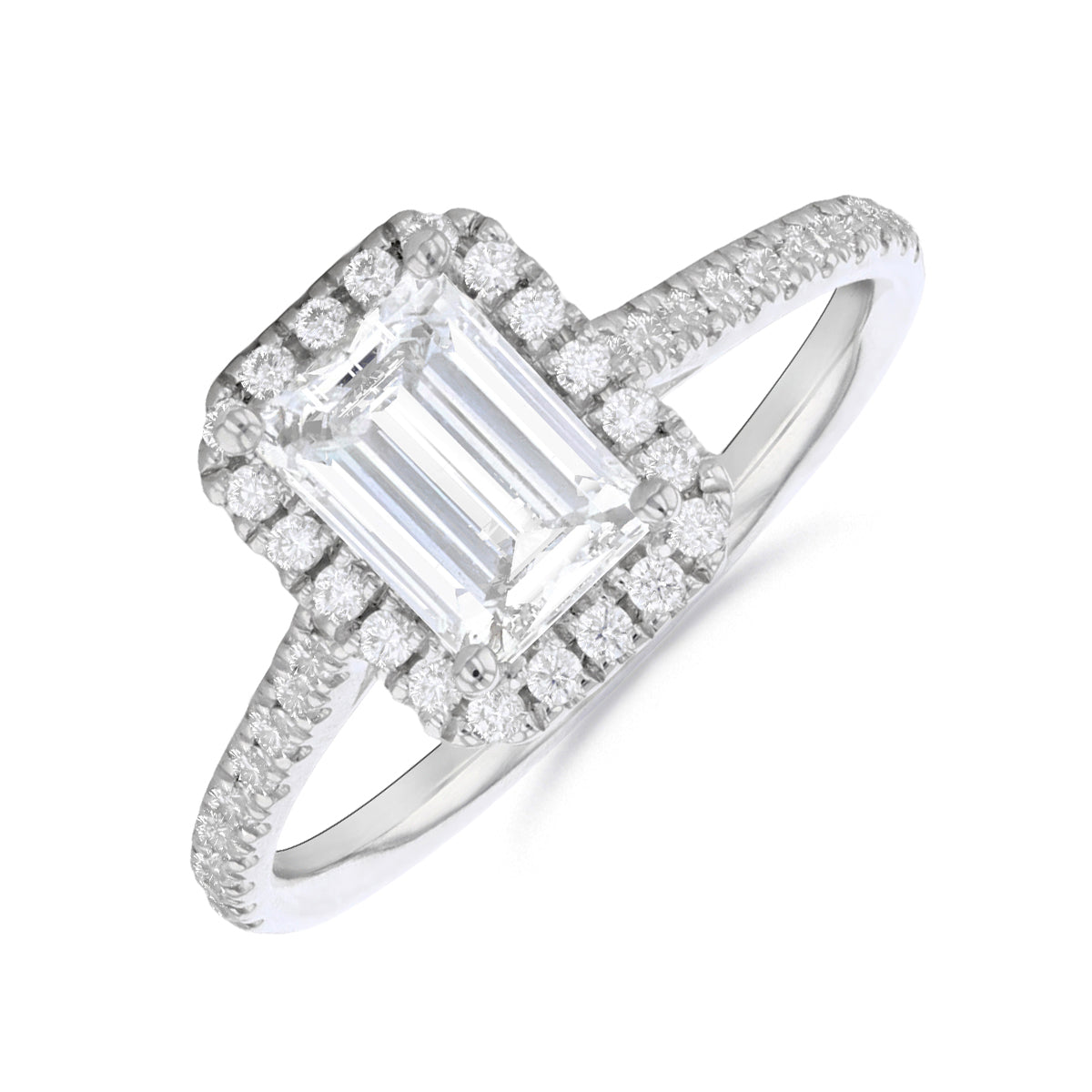0.75ct Willow Emerald Cut Diamond Solitaire Engagement Ring | 18ct White Gold
