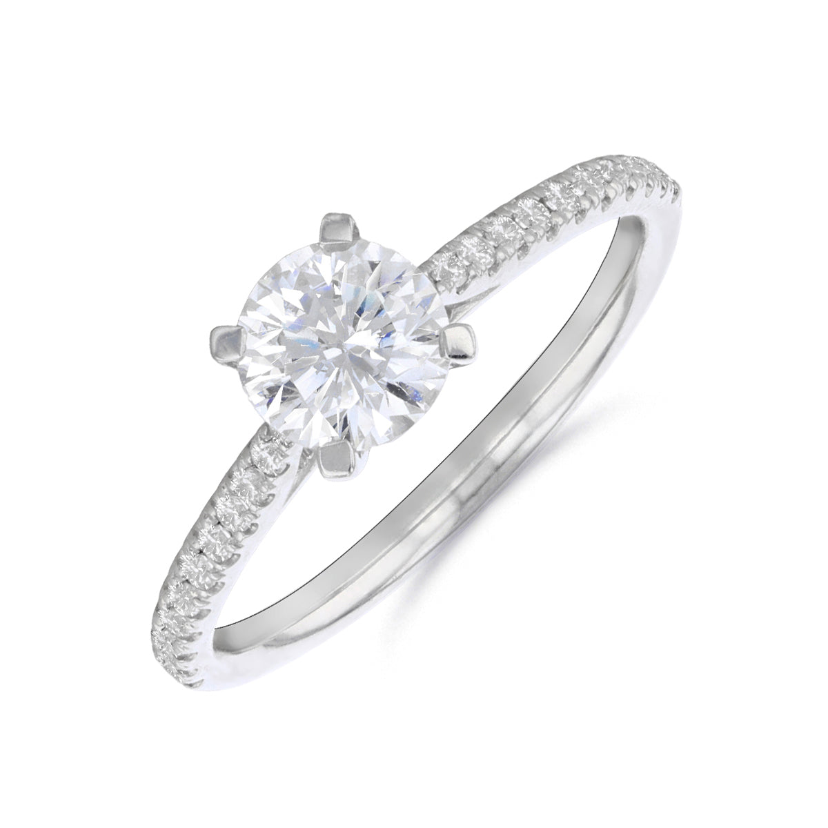 2.00ct Ophelia Shoulder Set Round Brilliant Cut Diamond Solitaire Engagement Ring | 18ct White Gold