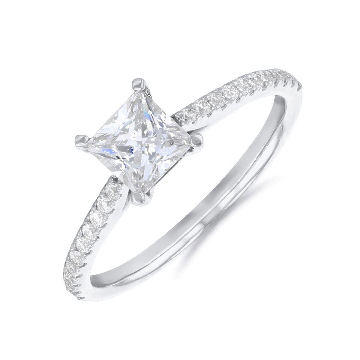 Ophelia Shoulder Set Princess Cut Diamond Solitaire