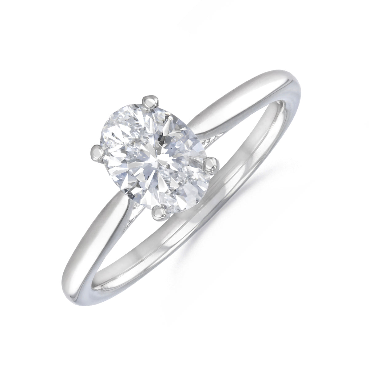 1.00ct Ophelia Oval Cut Diamond Solitaire Engagement Ring | 18ct White Gold