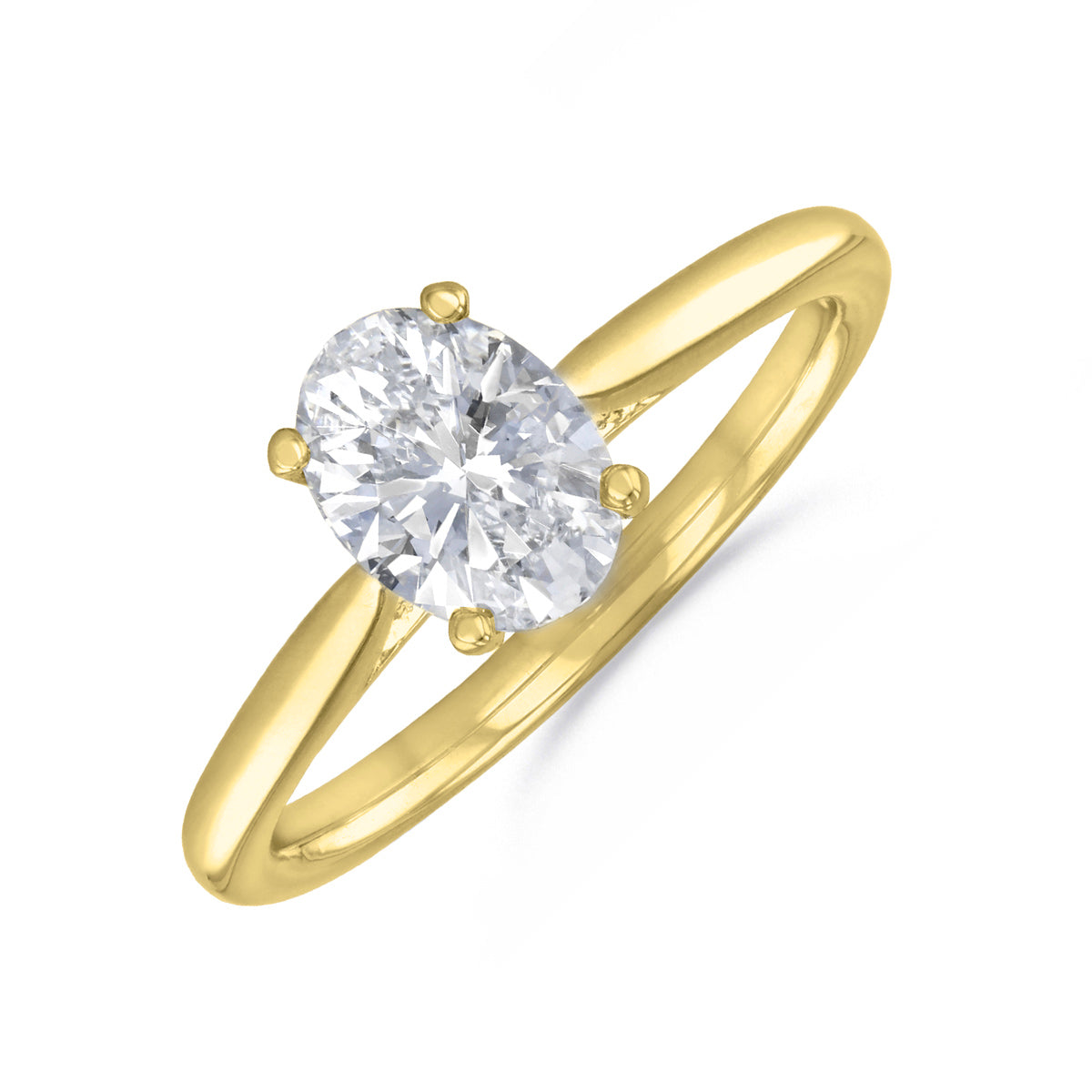 1.00ct Ophelia Oval Cut Diamond Solitaire Engagement Ring | 18ct Yellow Gold