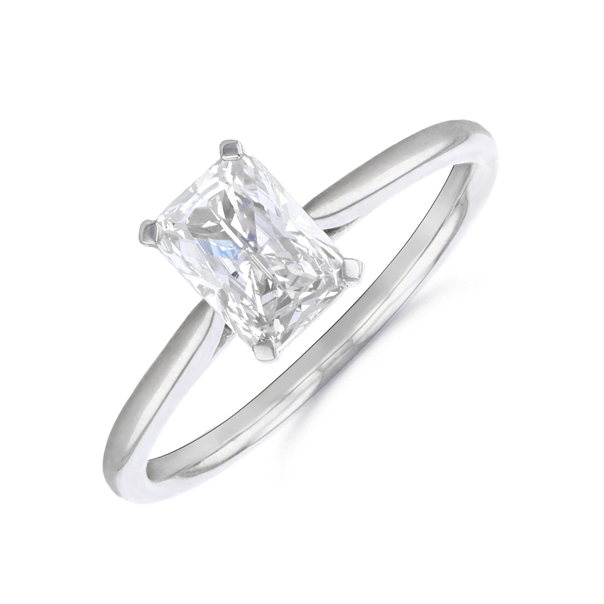 1.00ct Ophelia Radiant Cut Diamond Solitaire Engagement Ring | 18ct White Gold