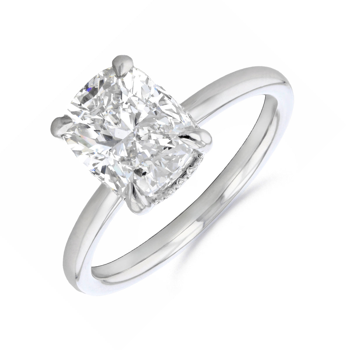 0.50ct Fleur Cushion Cut Diamond Solitaire Engagement Ring | Platinum