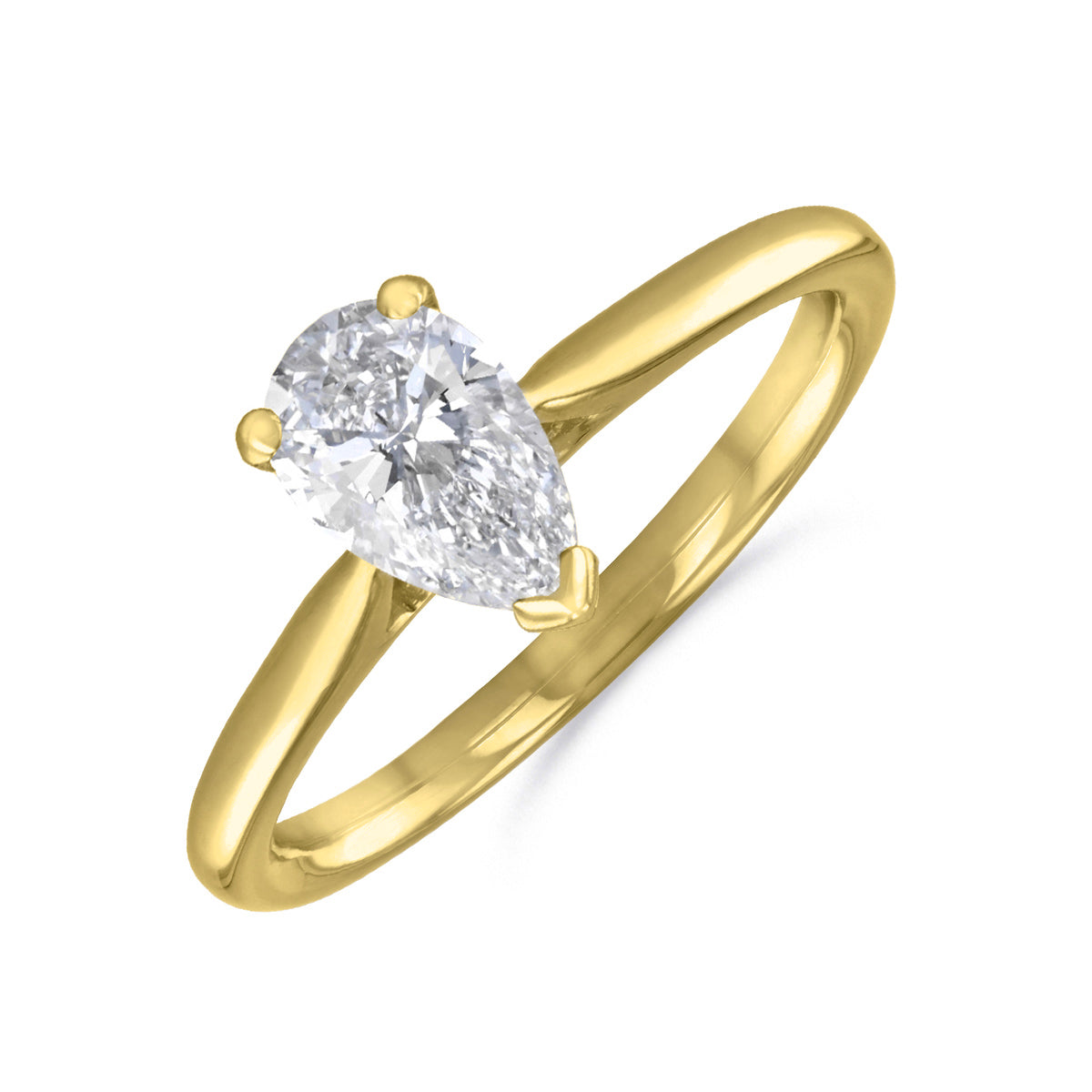 Ophelia Pear Cut Diamond Solitaire Engagement Ring 18ct