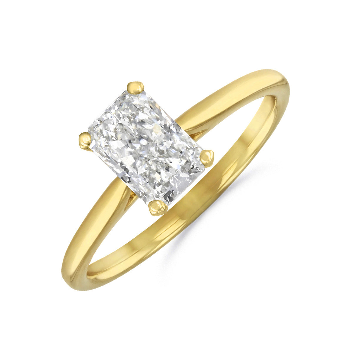 1.00ct Ophelia Radiant Cut Diamond Solitaire Engagement Ring 18ct Yellow Gold