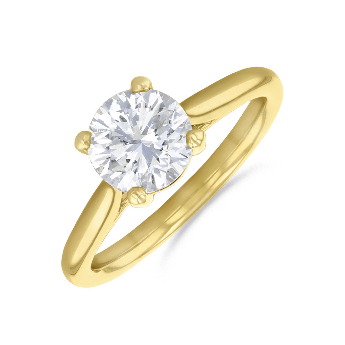 2.00ct Ophelia Round Brilliant Cut Diamond Solitaire Engagement Ring | 18ct Yellow Gold