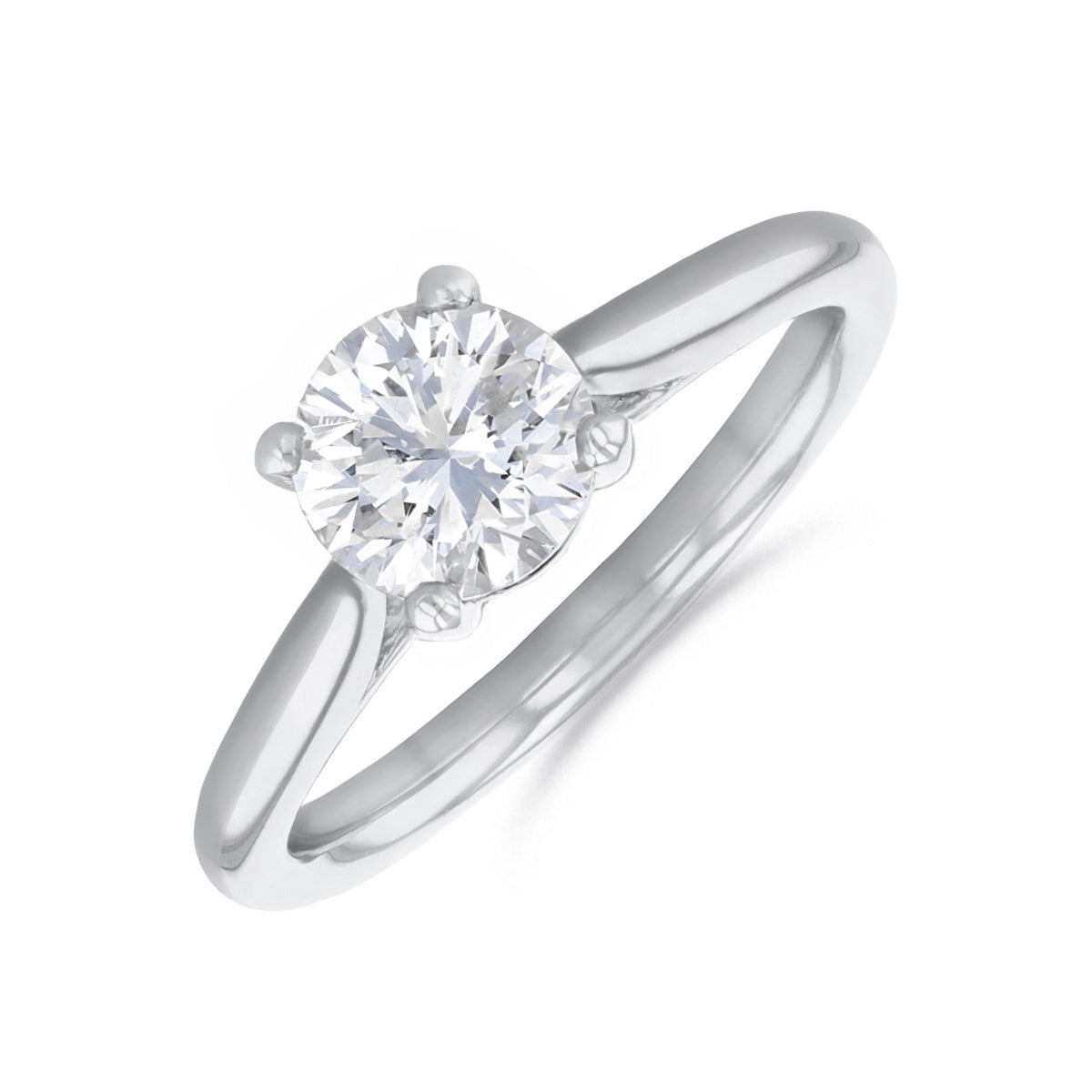 Ophelia Round Brilliant Cut Diamond Solitaire Engagement Ring 18ct White Gold