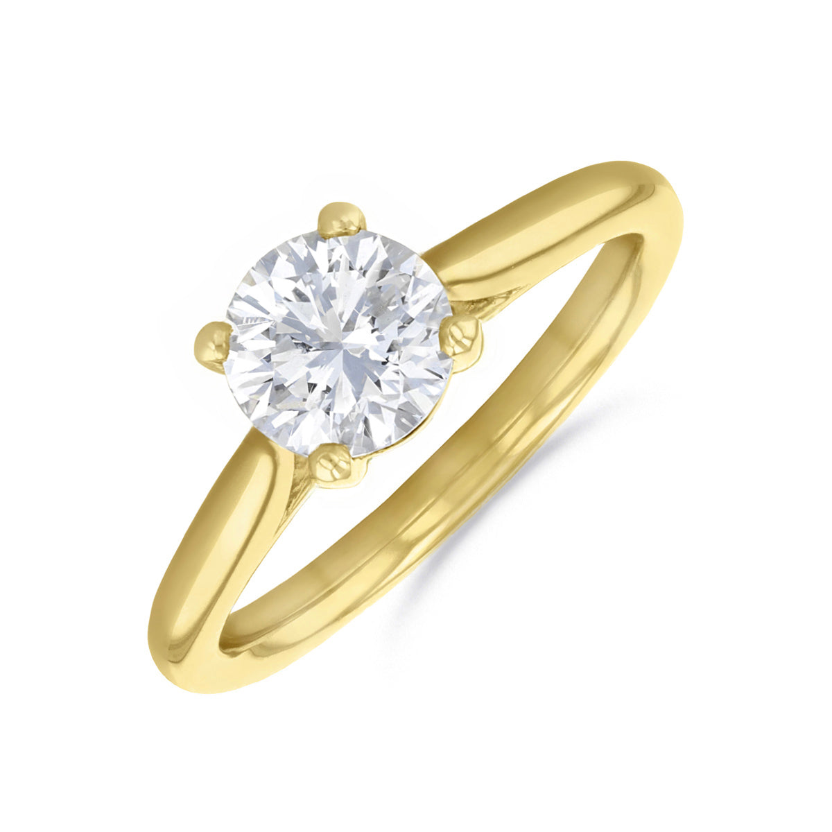 Ophelia Round Brilliant Cut Diamond Solitaire Engagement Ring 18ct Yellow Gold