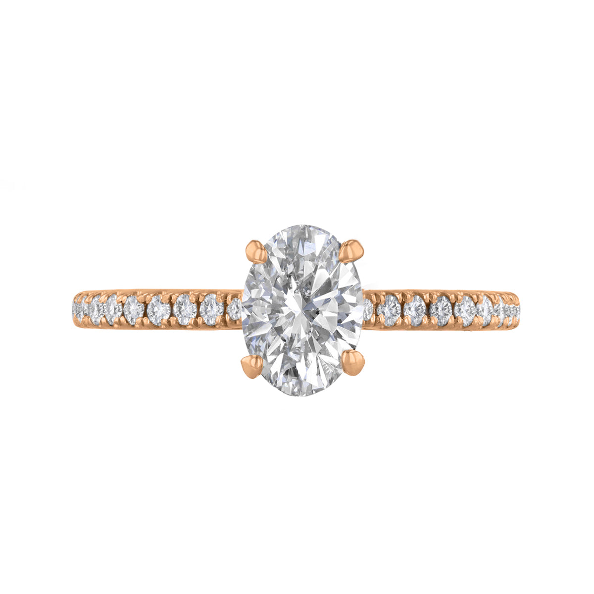 1.50ct Poppy Shoulder Set Oval Cut Diamond Solitaire Engagement Ring | 18ct Rose Gold