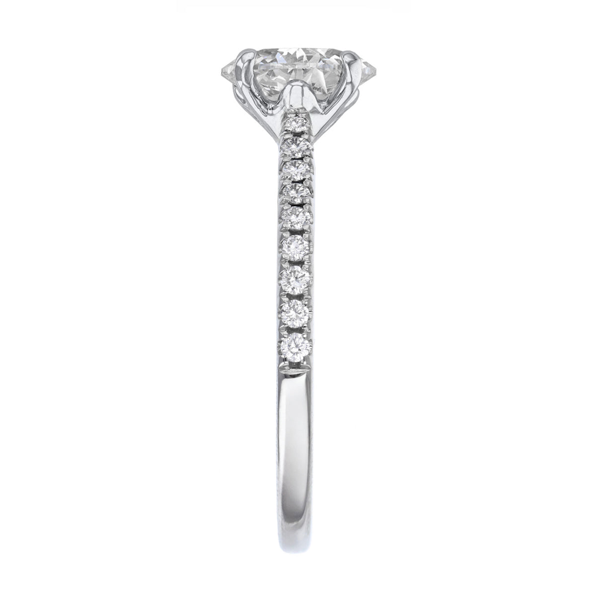 0.75ct Poppy Shoulder Set Oval Cut Diamond Solitaire Engagement Ring | 18ct White Gold