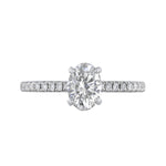 0.50ct Poppy Shoulder Set Oval Cut Diamond Solitaire Engagement Ring | 18ct White Gold