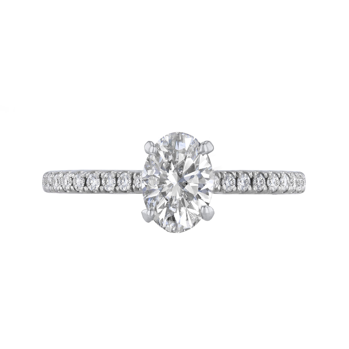 1.00ct Poppy Shoulder Set Oval Cut Diamond Solitaire Engagement Ring | 18ct White Gold