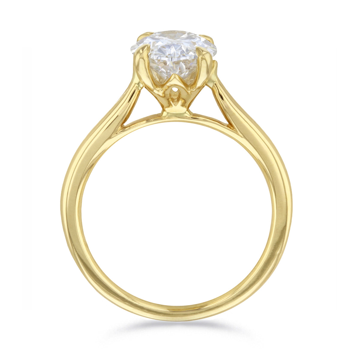 1.00ct Poppy Plain Oval Cut Diamond Solitaire Engagement Ring | 18ct Yellow Gold - C