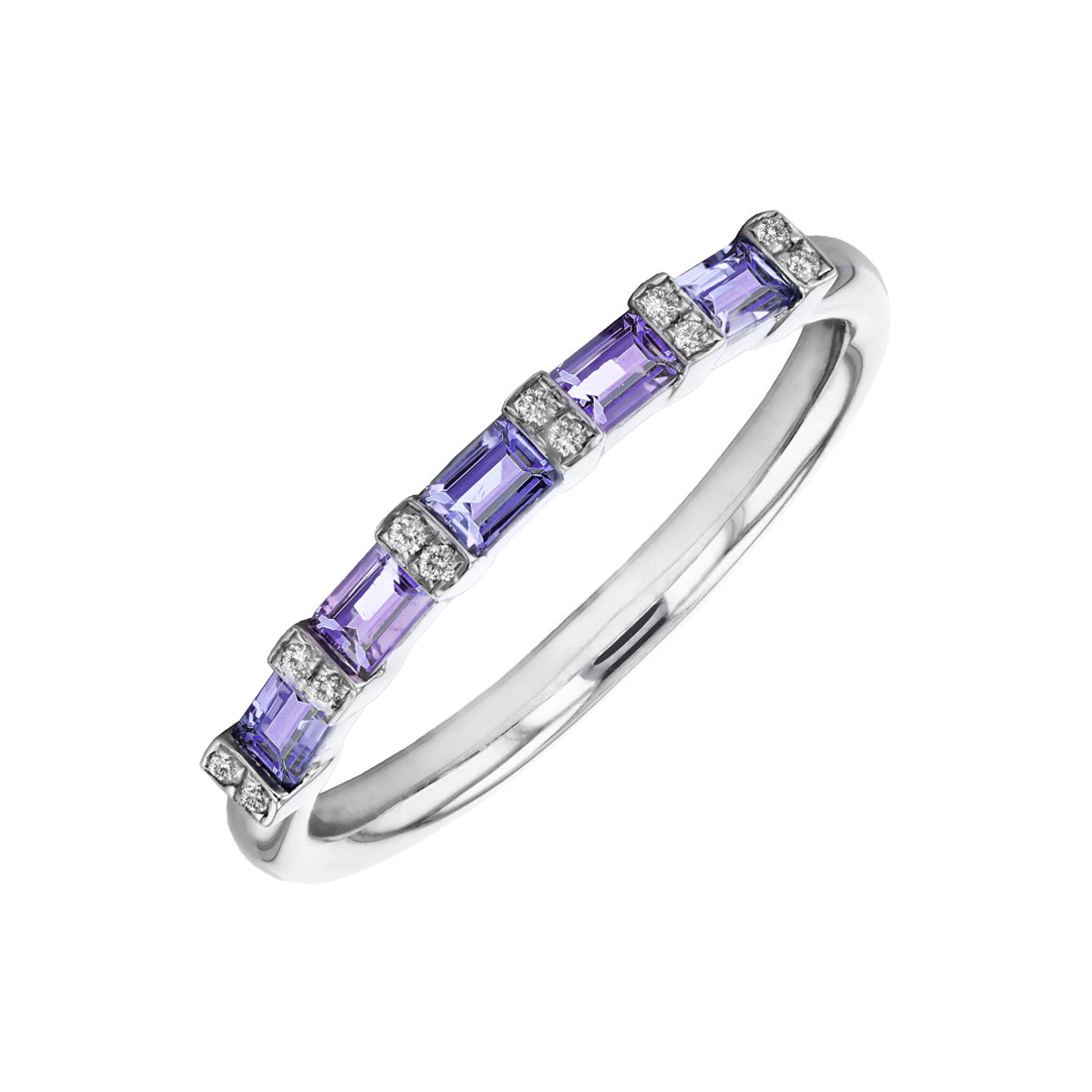 Bijou Collection Pink Amethyst Tanzanite Ring 9K White Gold