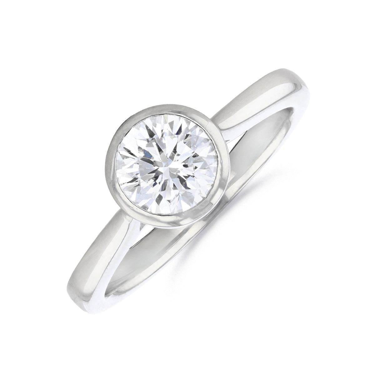 1.00ct Cleo Bezel Set Round Brilliant Cut Diamond Solitaire Engagement Ring | 18ct White Gold