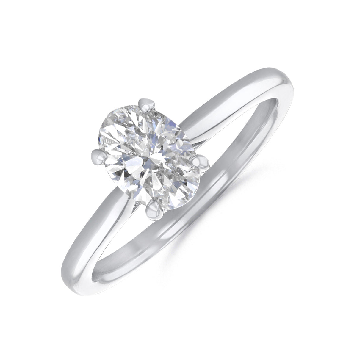 1.00ct Poppy Plain Oval Cut Diamond Solitaire Engagement Ring | Platinum - A