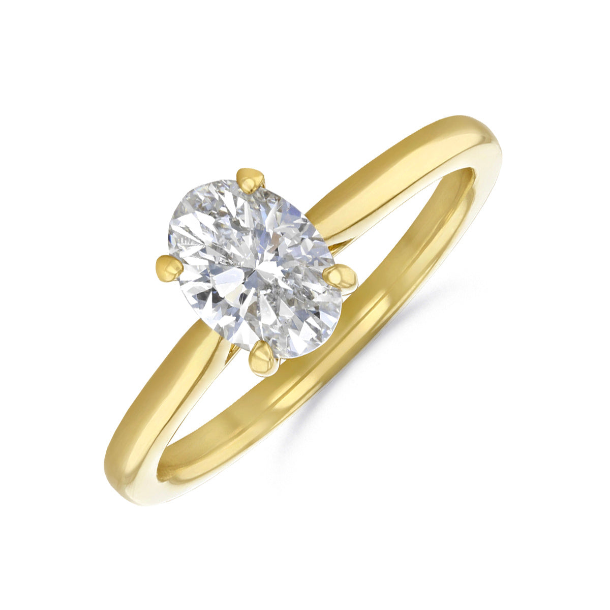 1.00ct Poppy Plain Oval Cut Diamond Solitaire Engagement Ring | 18ct Yellow Gold - A