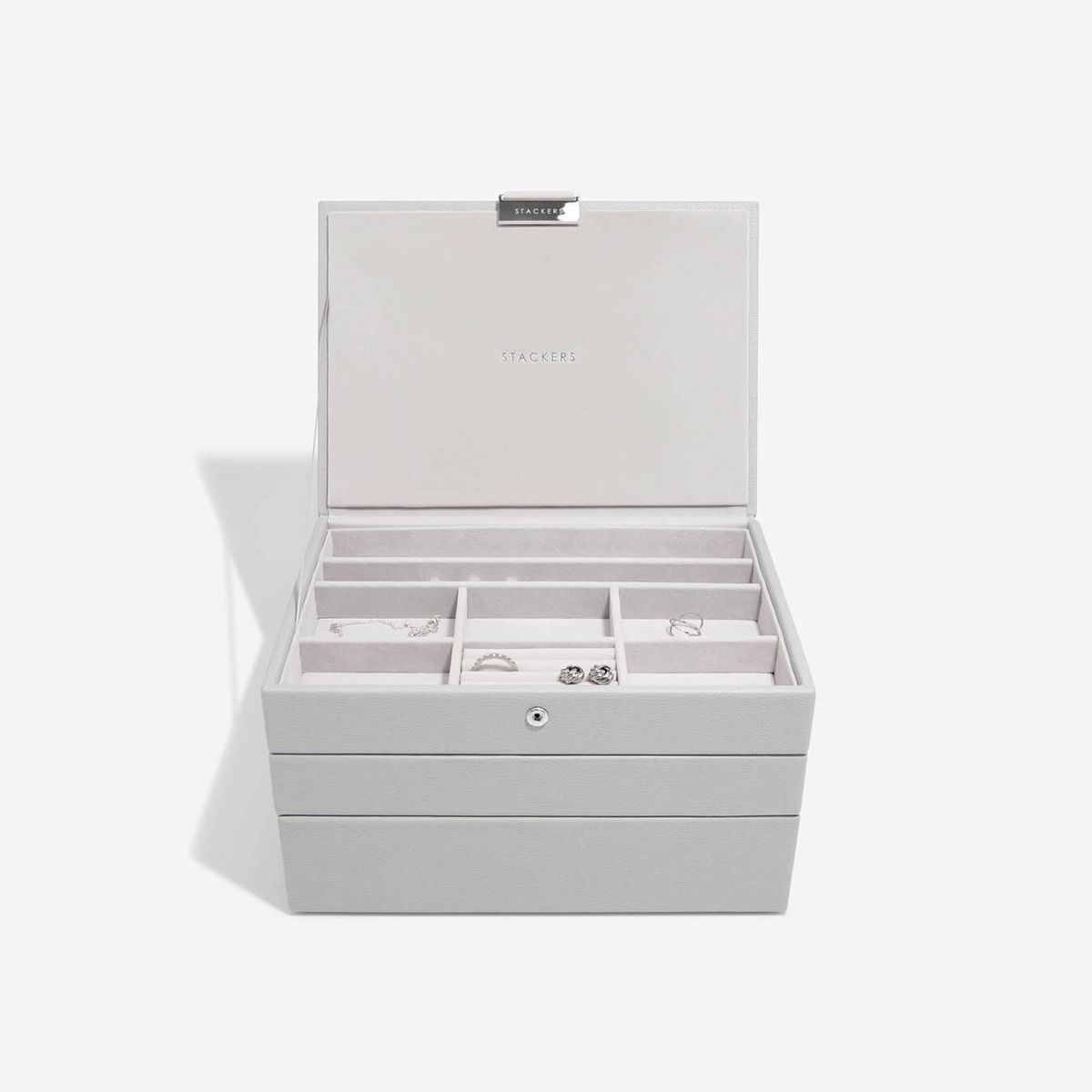 Stackers Portagioie classico per charm, con coperchio, colore: tortora