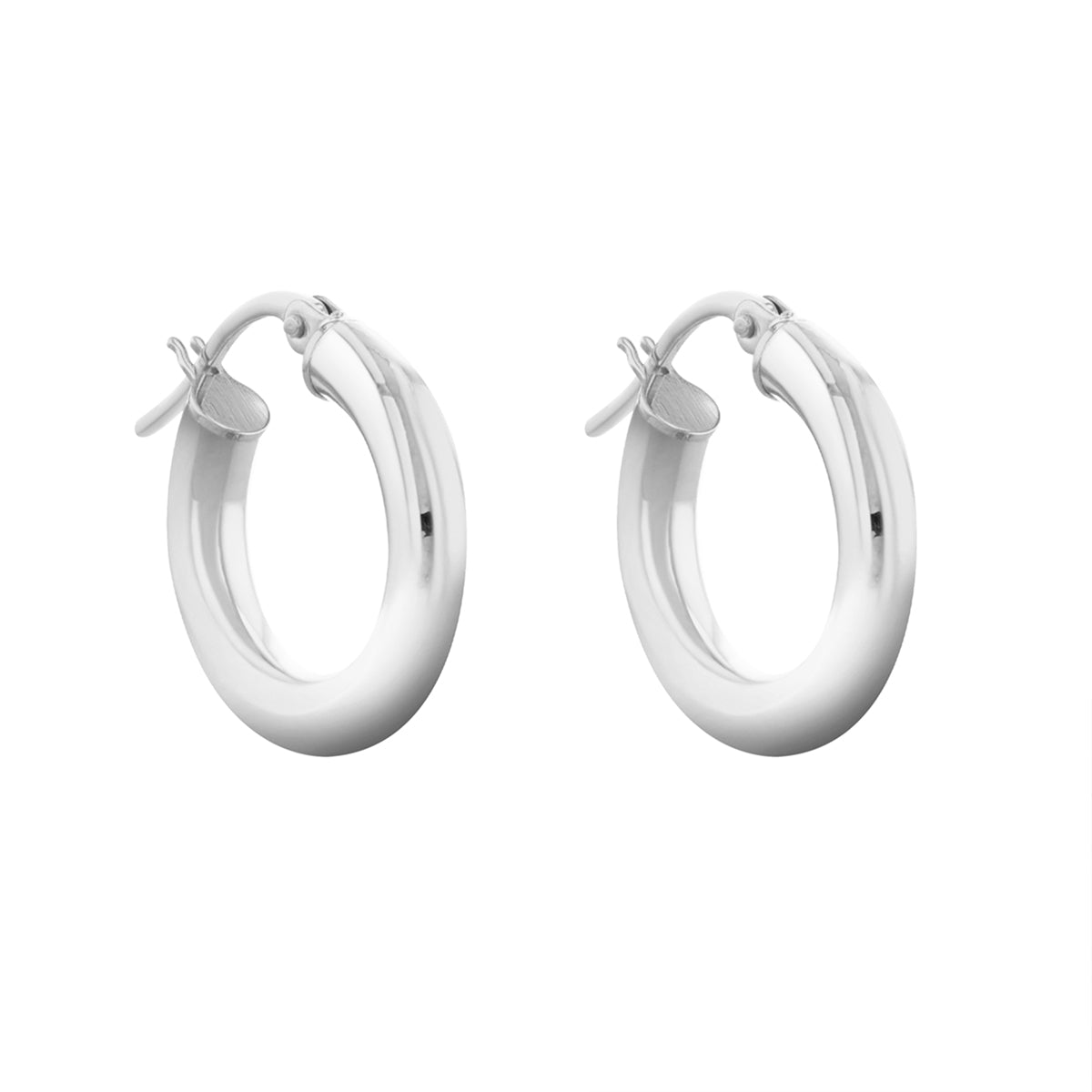9ct White Gold Solid Tapered Hoops main image 1
