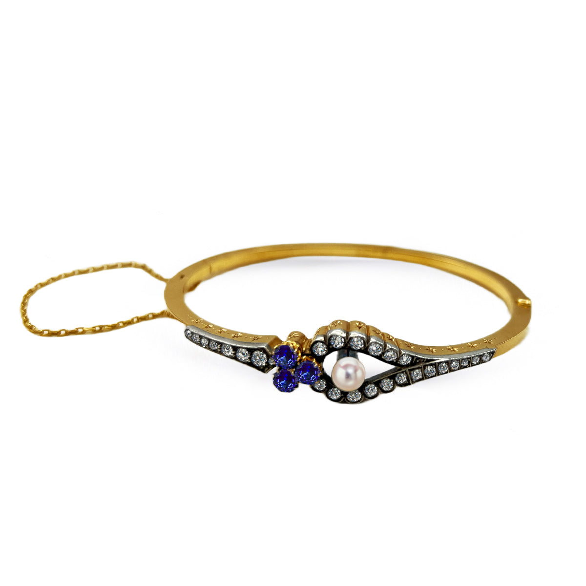 Bangle Second Hand Jewellers Near Me Diamond, Sapphire And Pearl