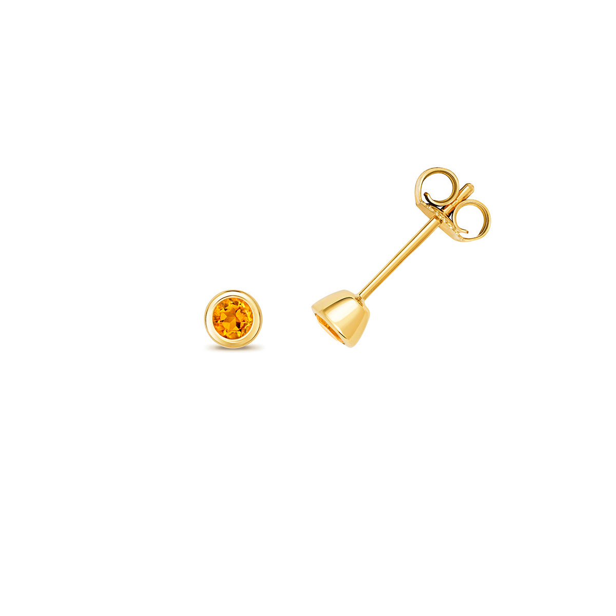 Birthstone Rubover Stud Earrings | 9K Yellow Gold