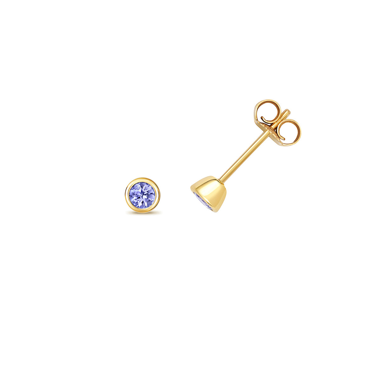 Birthstone Rubover Stud Earrings | 9K Yellow Gold