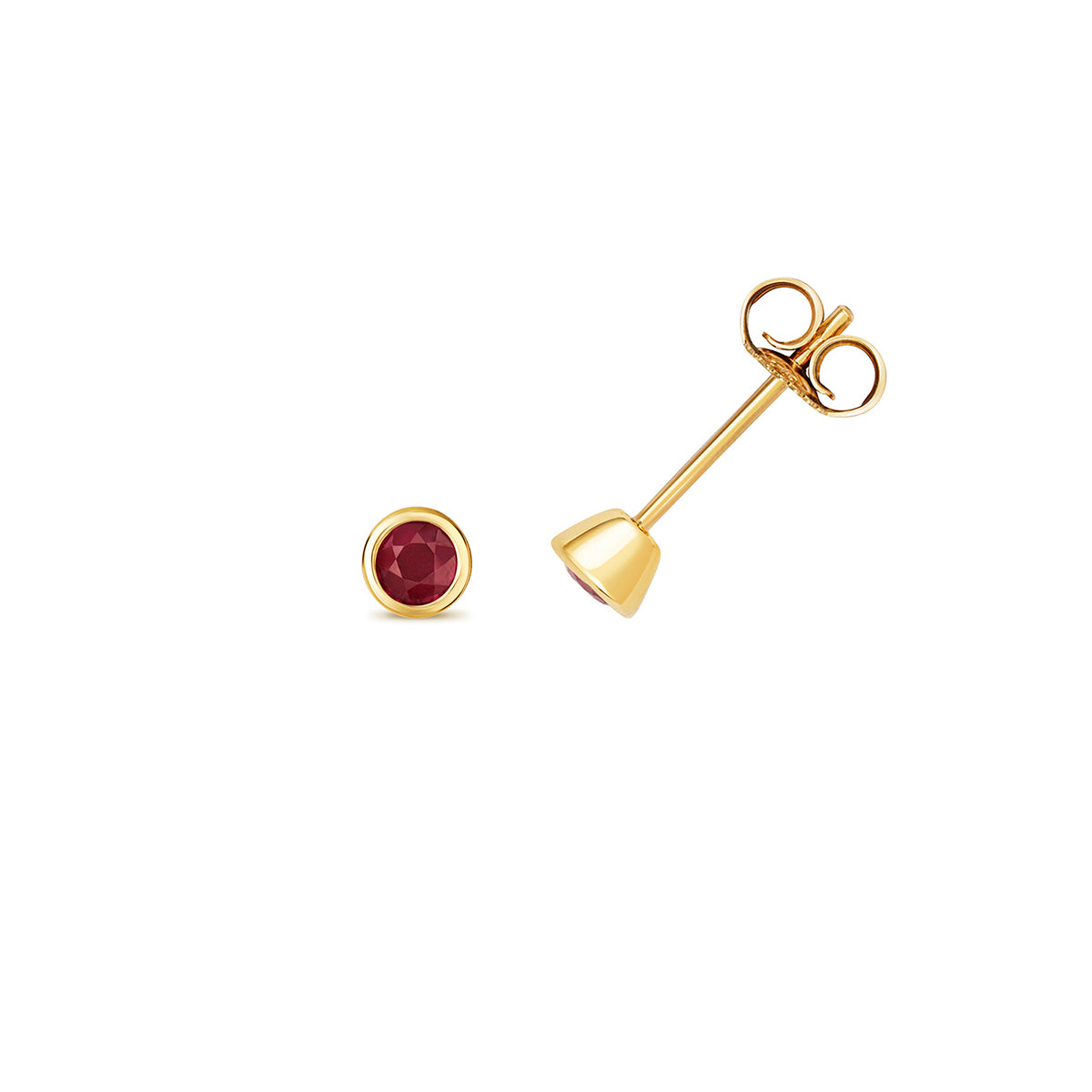 Birthstone Rubover Stud Earrings | 9K Yellow Gold