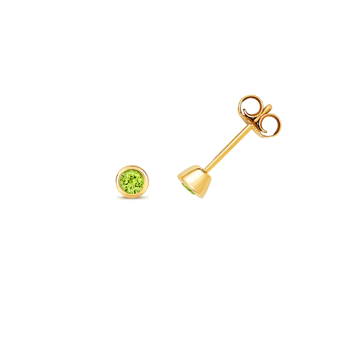 Birthstone Rubover Stud Earrings | 9K Yellow Gold