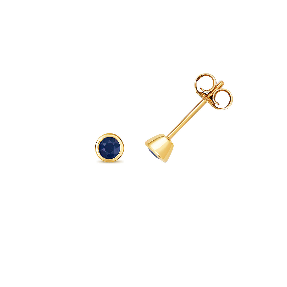 Birthstone Rubover Stud Earrings | 9K Yellow Gold