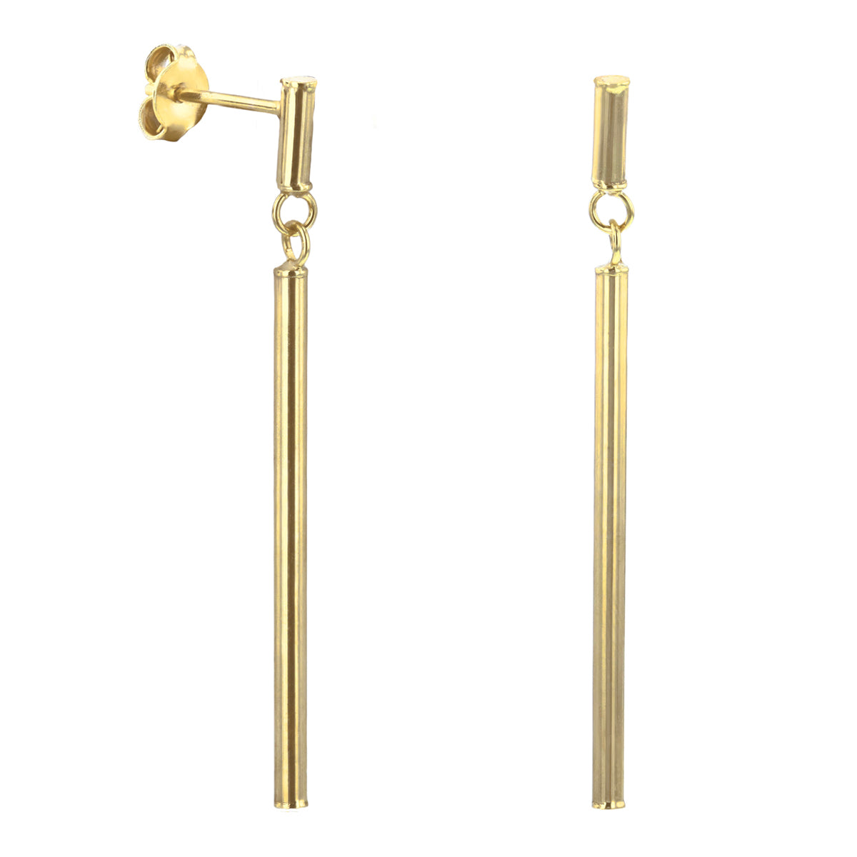 Soleil Collection Bar Drop Earrings 9K Solid Yellow Gold