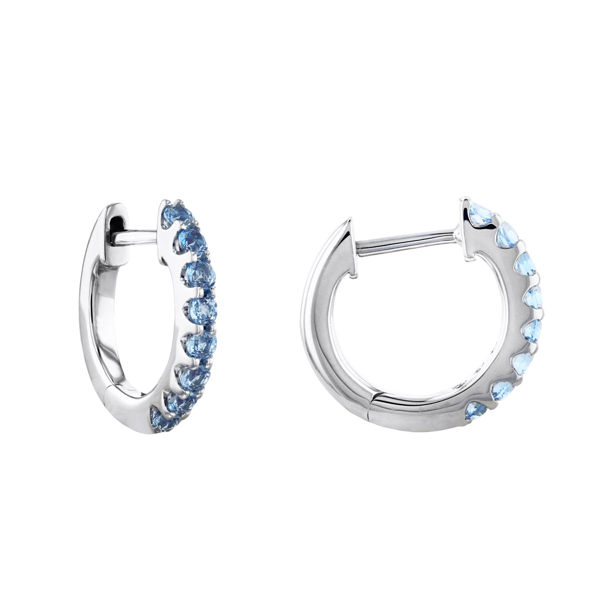 Birthstone Collection Blue Topaz 9mm Hoop Earrings 9K