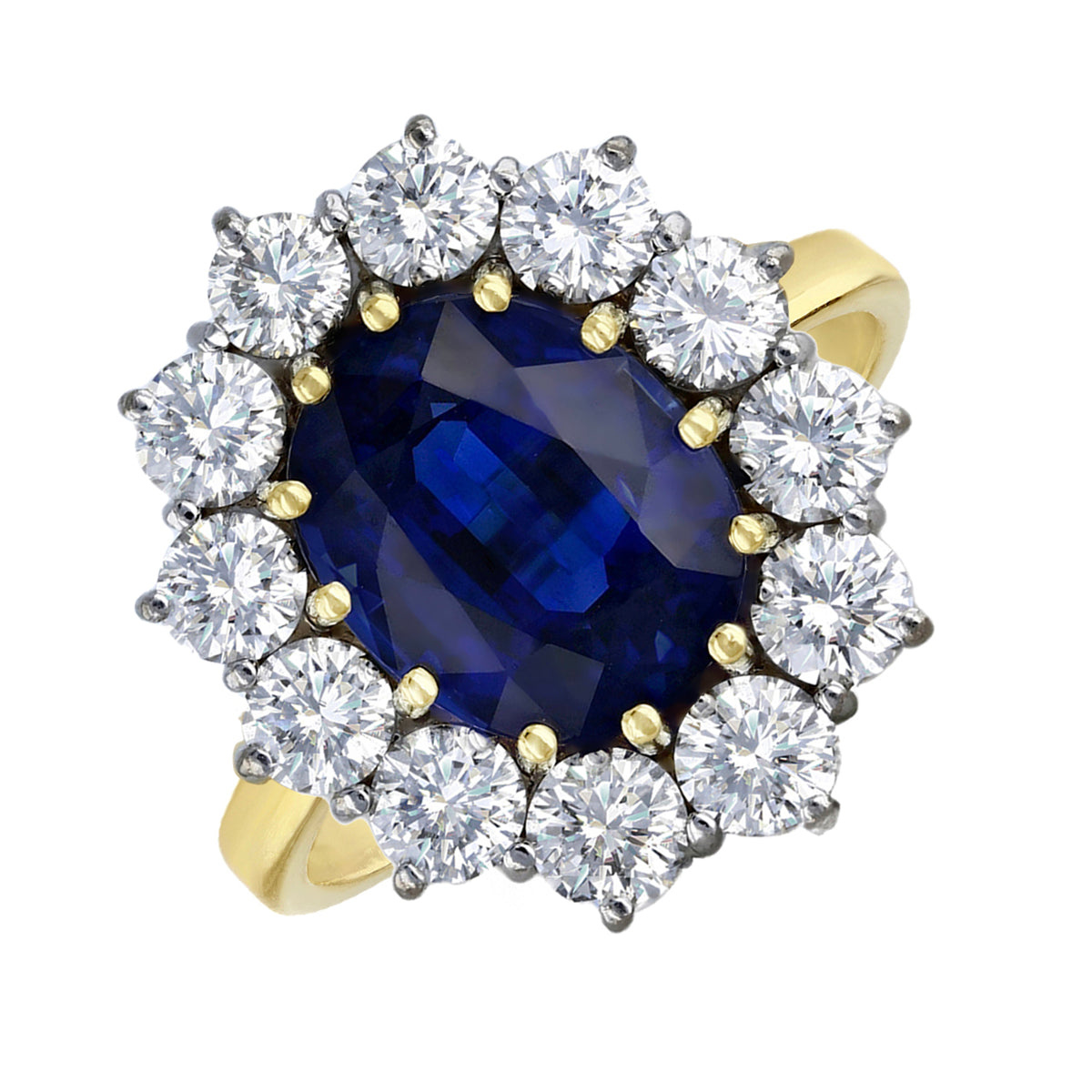 Oval Sapphire Diamond Cluster Ring Pre-Loved 18K