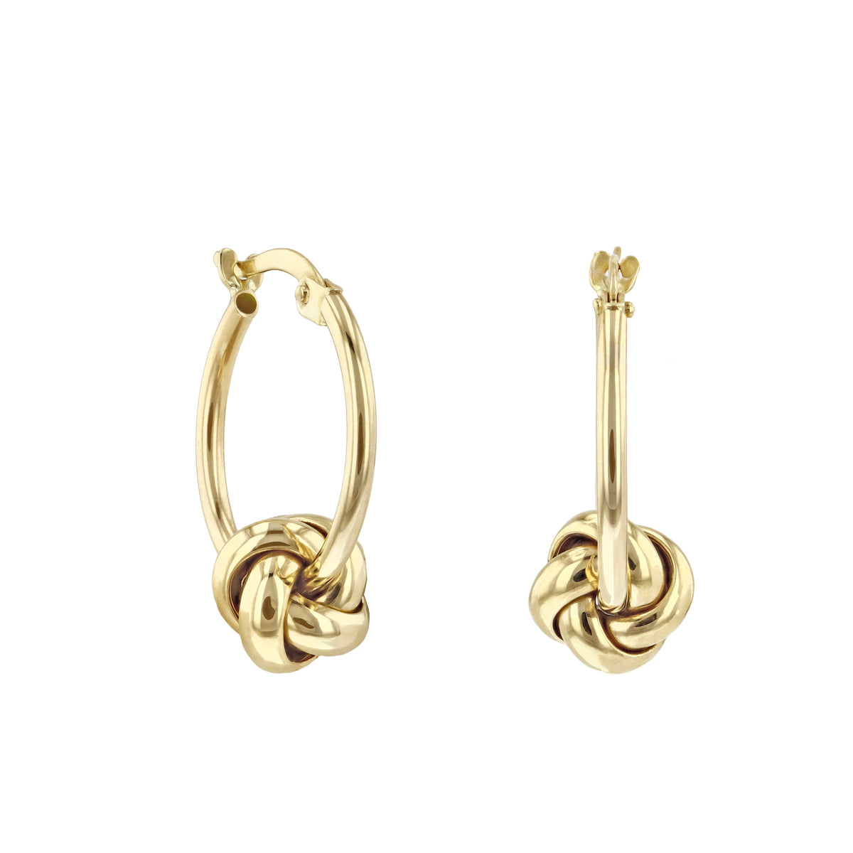 Soleil Collection Knot Hoop Earrings 9K Solid Yellow Gold