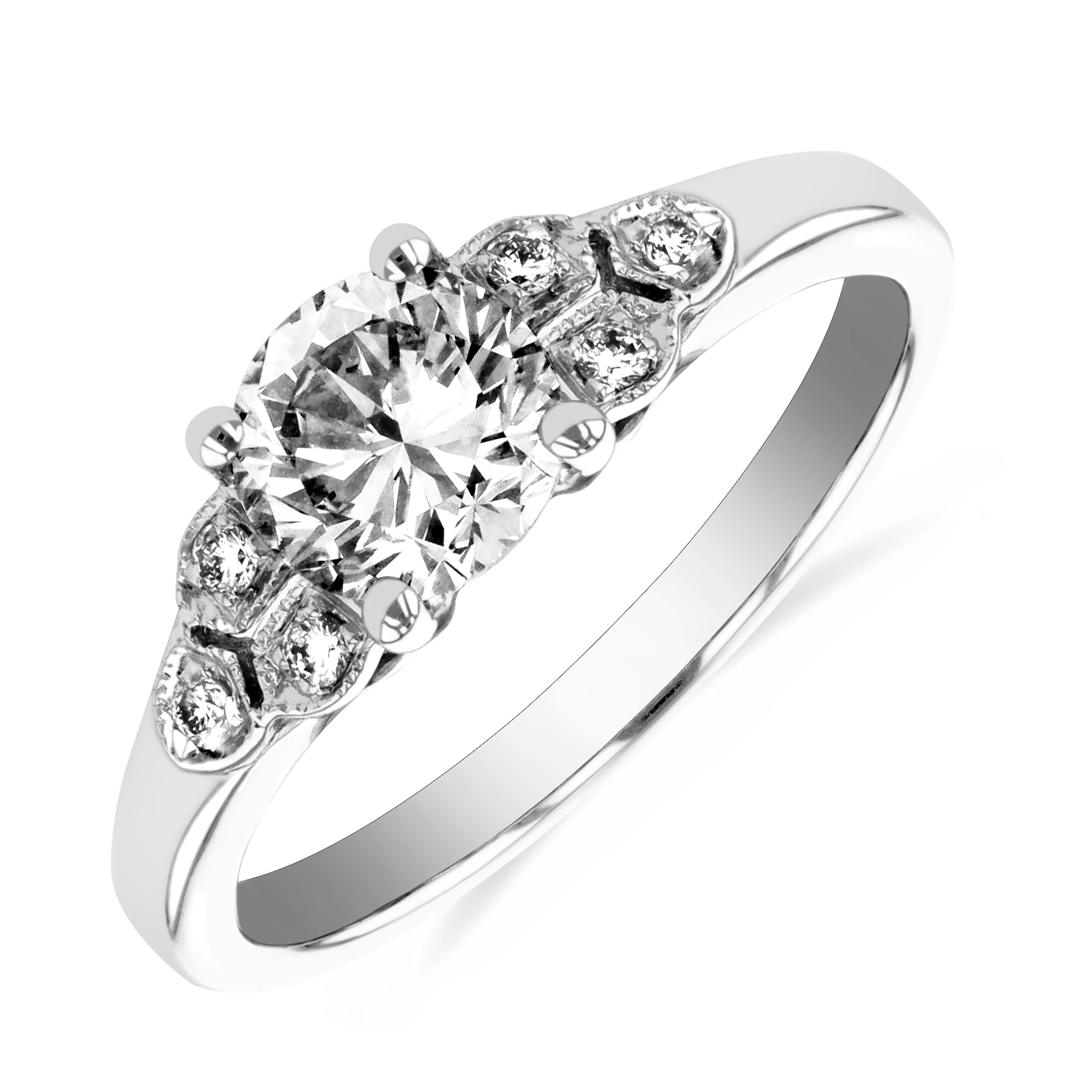 Rosalie Solitaire Diamond Engagement Ring 18K White Gold