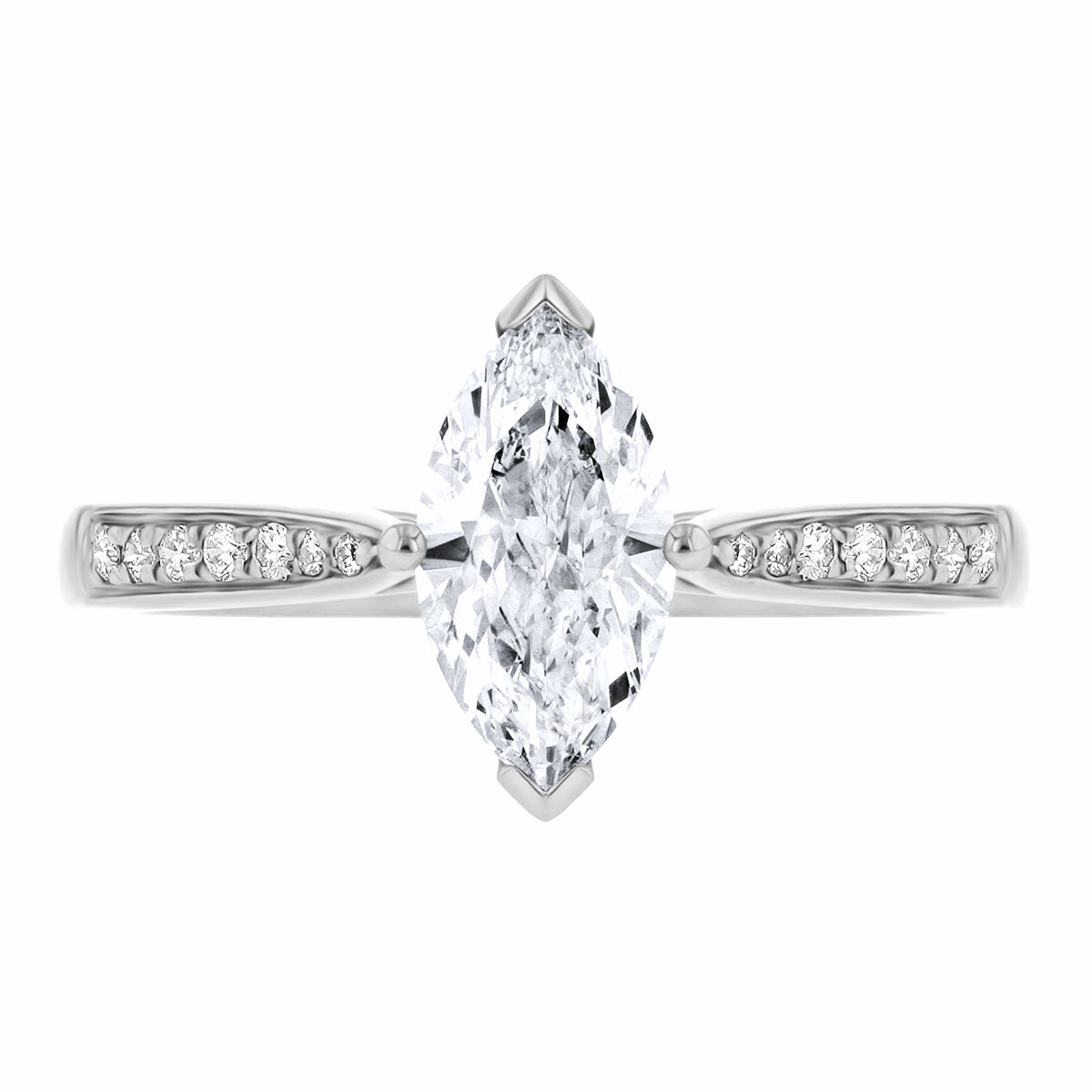 1.01ct  Celine Marquise Cut Diamond Shoulder Engagement Ring | F Colour | Platinum