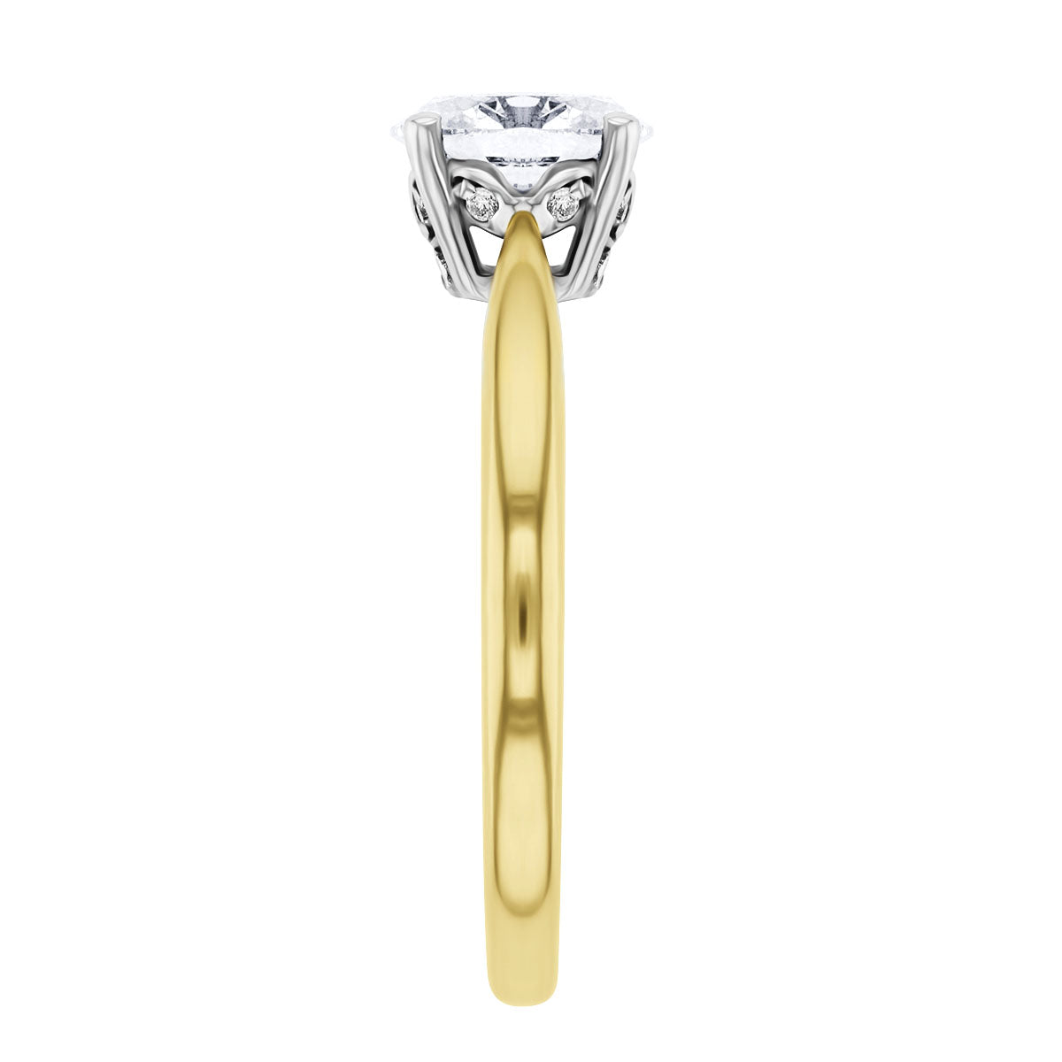 0.71ct Vanessa Oval Cut Diamond Solitaire with Hidden Diamond Floral Motif Engagement Ring | 18K Yellow Gold